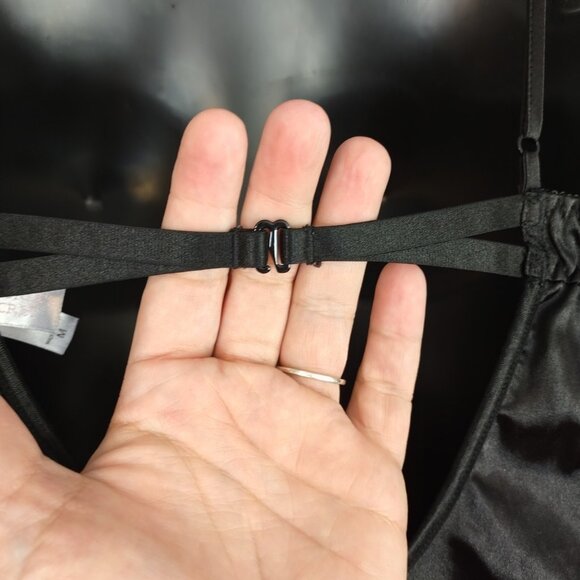 Victoria’s Secret Lingerie Slip Chemise Womens Sz M Black Grunge Goth Babydoll - Picture 8 of 13